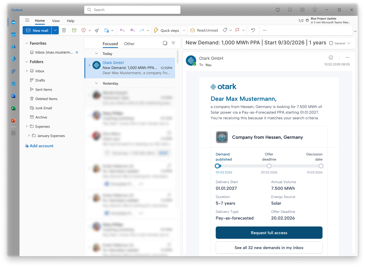E-Mail-Benachrichtigung mit neuer PPA-Anfrage
