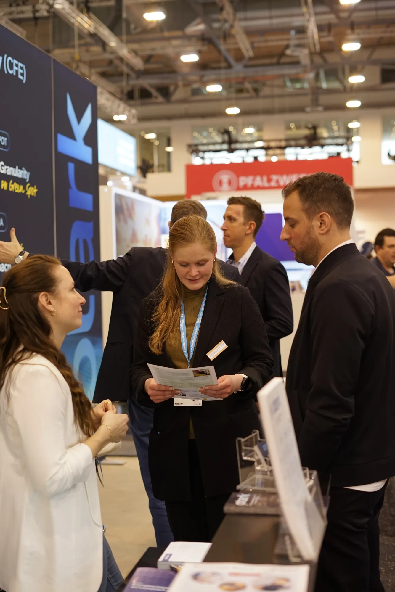 Talking with trade-fair visitors