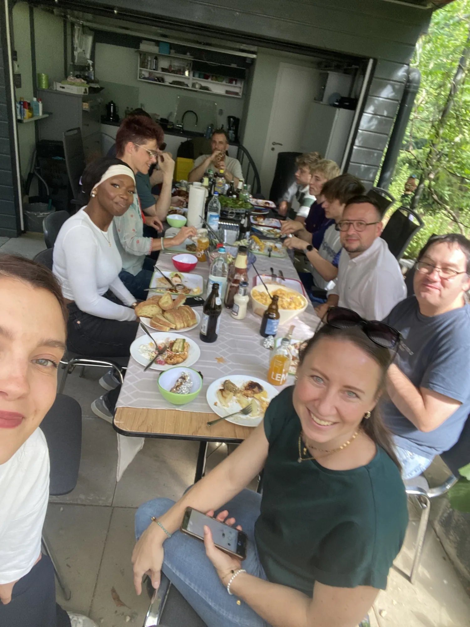 The team having lunch together